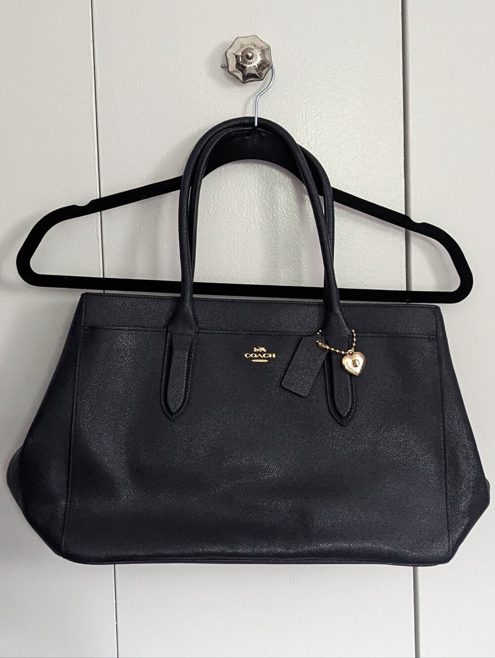 Coach Bailey Carryall Navy Leather Tote Shoulder Bag w/ Dust Bag - Picture 2 of 13